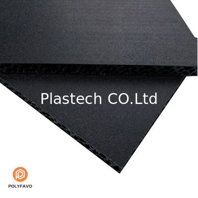 Rough Textured 10mm Hitam PP Honeycomb Board untuk Kasus Penerbangan