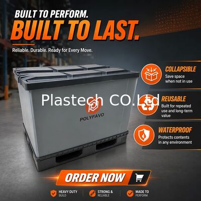 Kotak Palet Lipat 1200x800mm PP Honeycomb Kontainer Lipat 4-Way Entry Fumigasi Gratis Kembali untuk Logistik Makanan Otomatis