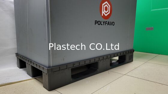 Kotak Palet Lipat 1200x800mm PP Honeycomb Kontainer Lipat 4-Way Entry Fumigasi Gratis Kembali untuk Logistik Makanan Otomatis