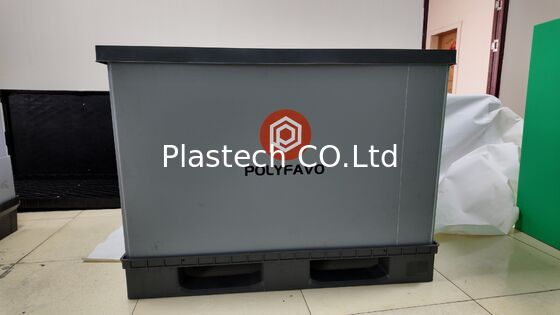 Kotak Palet Lipat 1200x800mm PP Honeycomb Kontainer Lipat 4-Way Entry Fumigasi Gratis Kembali untuk Logistik Makanan Otomatis