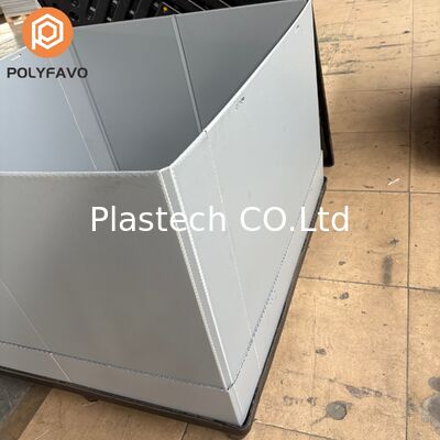 Kapasitas Muat 500kg Kotak Pengiriman 1220 * 1140* 900 mm Kotak Lengan Panel Sarang Lebah Plastik Penyimpanan