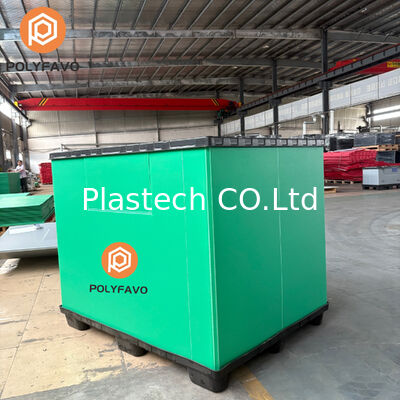 Palet Menumpuk Pengiriman Kotak 1220 * 1140 * 900 mm Lipat Plastik Palet Honeycomb Sleeve Box Panel Sleeve Box