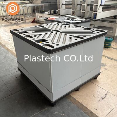 Kotak Palet Lipat Logo Warna Khusus, Ketebalan Panel 10mm 12mm, Kotak Bulk Lipat yang Dapat Ditumpuk dengan Tutup dan Dasar