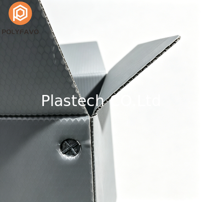 Kotak Kontainer Honeycomb untuk penyimpanan gudang dan logistik, Kotak Turnover dengan pemisah internal, Pencetakan Logo Warna Custom yang dapat ditumpuk