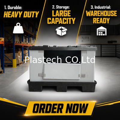 Custom Printing Collapsible Bulk Box for Return Logistics, ketebalan dinding 10 mm, ketebalan dinding 12 mm, Windows by Drawing Cutouts