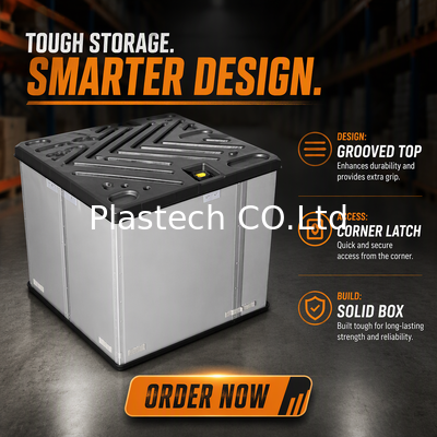 Palet Sleeve Box Dua Tipe C Coaming, EVA Lining Perlindungan Dalam Lipat, Plastik Pallet Base Container yang Dapat Digunakan Lagi